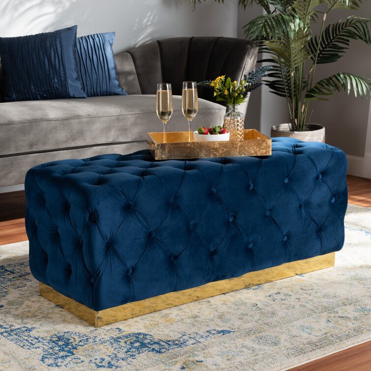 Navy blue and gold outlet ottoman